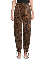 Periodi Zebra Cotton Drawstring Pants