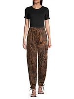 Periodi Zebra Cotton Drawstring Pants