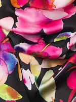Floral Ruched Sateen Column Gown