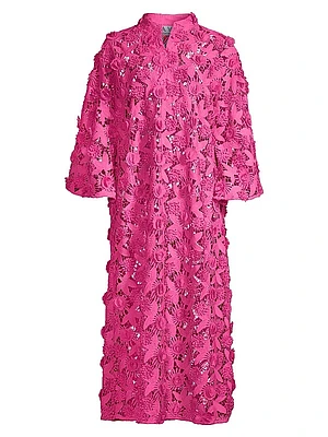 '70s Floral Lace Maxi Caftan Dress