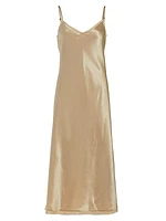 Frayed Satin Bias-Cut Slipdress