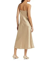 Frayed Satin Bias-Cut Slipdress