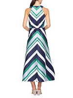 Leigh Striped Satin Midi-Dress