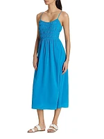 Stylla Ruched Silk Midi-Dress