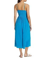 Stylla Ruched Silk Midi-Dress