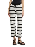 Striped Wide-Leg Crop Pants