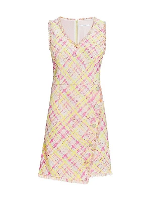 Plaid Tweed Sleeveless Mini-Dress