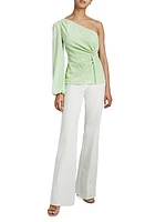Textured One-Shoulder Blouse