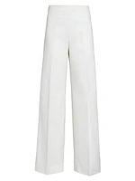 Cotton Poplin Wide-Leg Pants