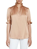 Ruffled Stretch Silk Blouse
