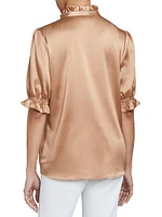 Ruffled Stretch Silk Blouse