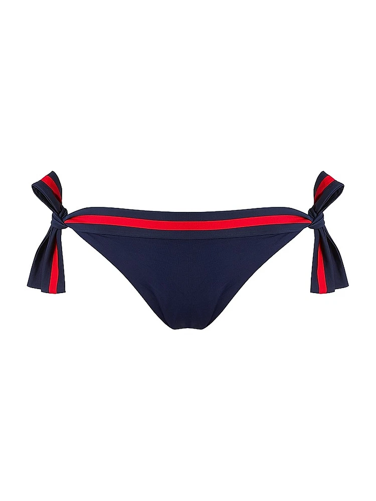 Striped Side-Tie Bikini Bottom