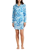 Tahiti Flowers Tie-Waist Shirtdress