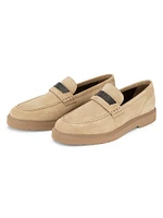 Monili-Beaded Suede Penny Loafers