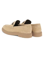 Monili-Beaded Suede Penny Loafers