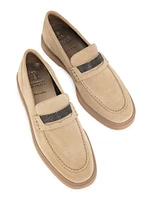Monili-Beaded Suede Penny Loafers