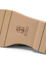 Monili-Beaded Suede Penny Loafers