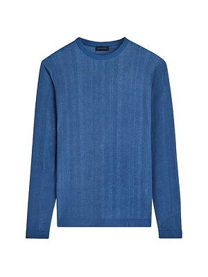 Cotton & Silk Long-Sleeve Crewneck Sweater