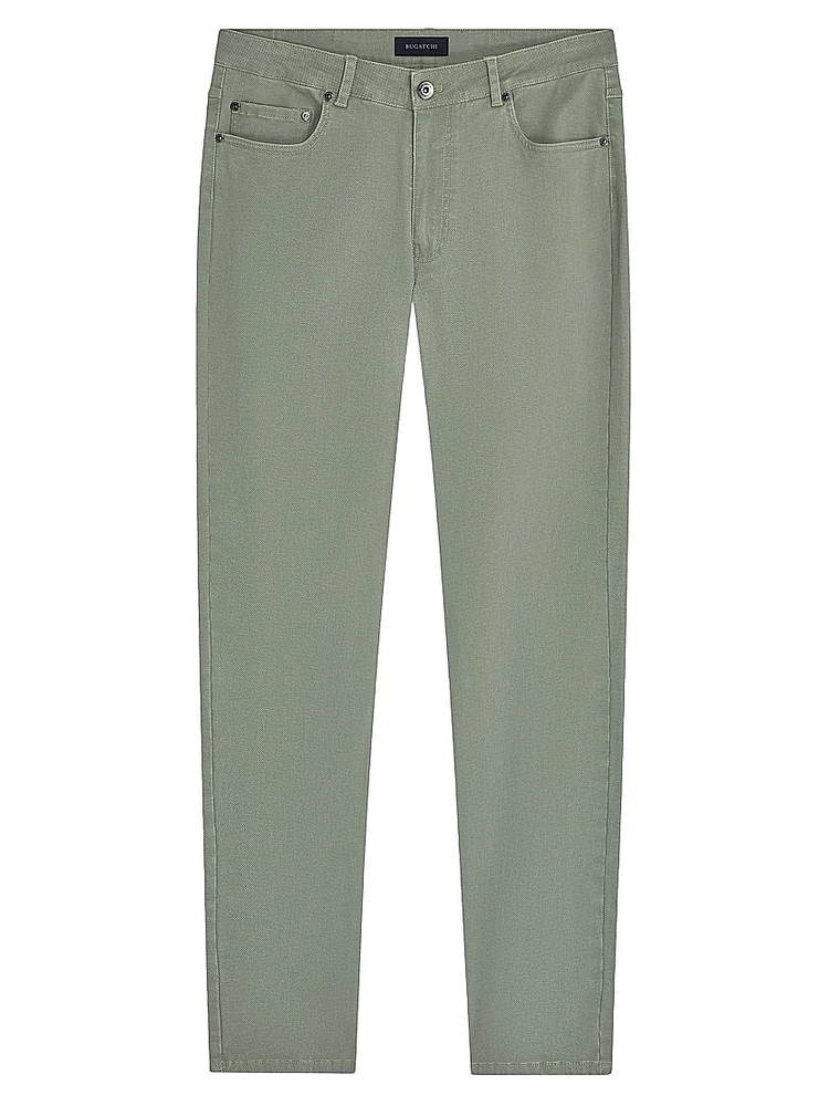 Stretch Cotton-Blend Straight-Leg Pants