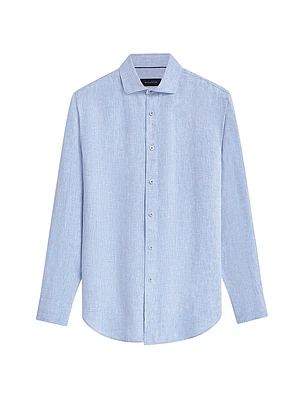Linen Long-Sleeve Button-Up Shirt