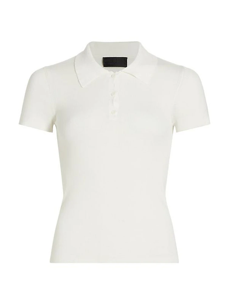 Solana Cotton Knit Short-Sleeve Polo Top