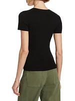Italia Rib-Knit V-Neck Sweater