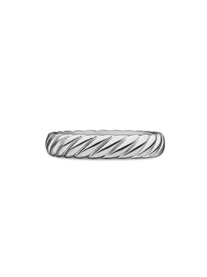 Cable Band Ring 18K White Gold, 5MM