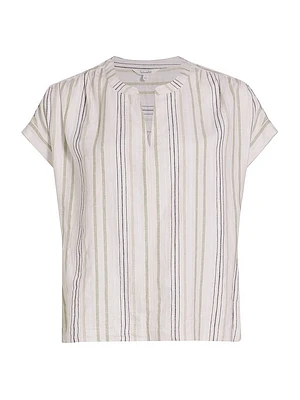 Wynn Striped Linen-Blend Blouse