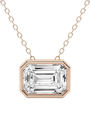 14K Gold & Emerald-Cut Lab-Grown Diamond Solitaire Pendant Necklace