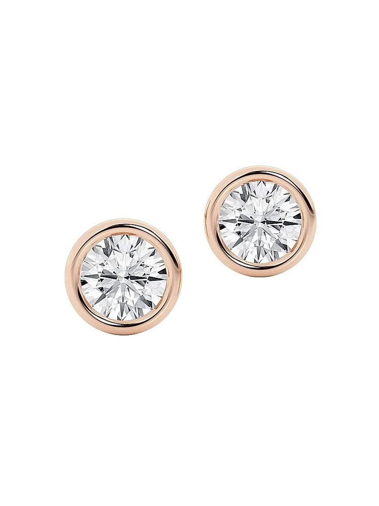 14K Gold & 0.50-6.00 TCW Lab-Grown Diamond Bezel Set Stud Earrings