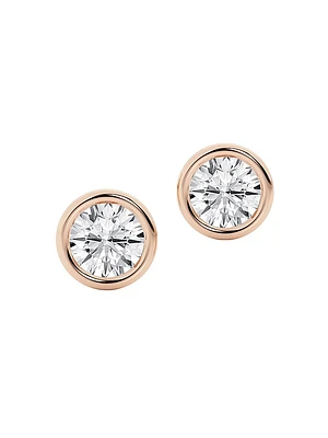 14K Gold & 0.50-6.00 TCW Lab-Grown Diamond Bezel Set Stud Earrings