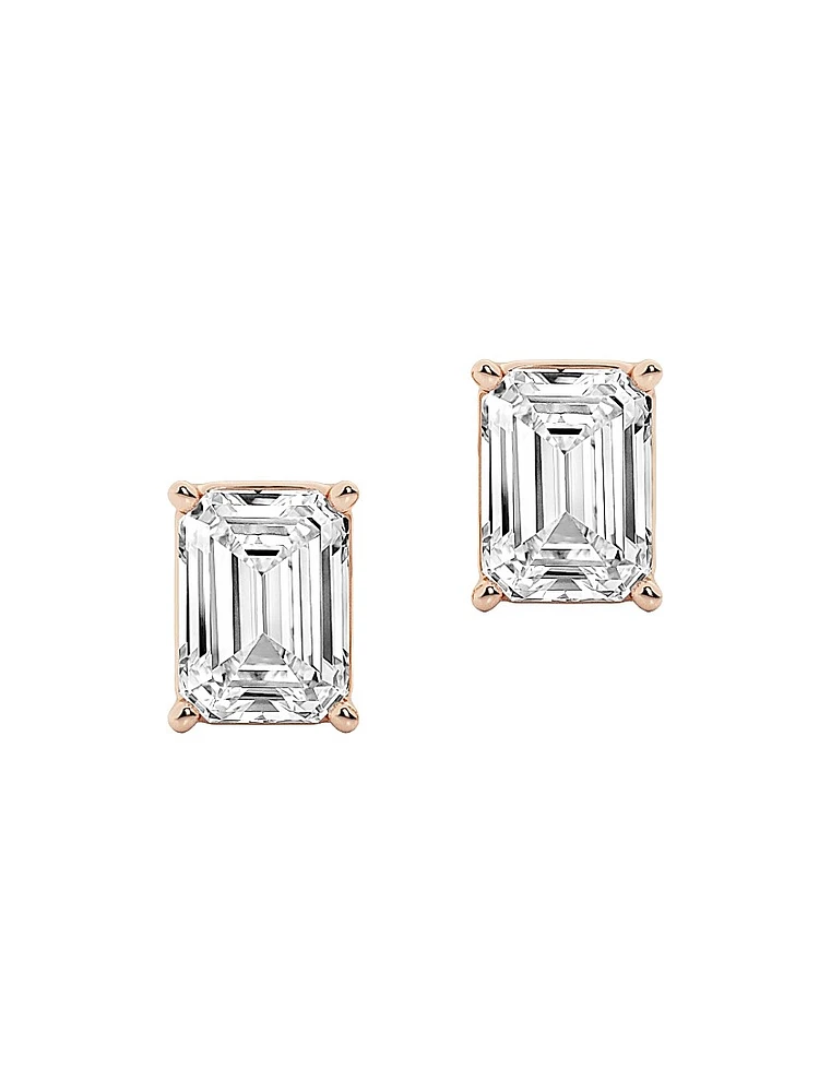 14K Gold & Emerald-Cut Lab-Grown Diamond Stud Earrings