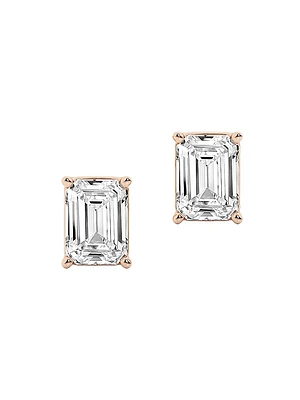 14K Gold & Emerald-Cut Lab-Grown Diamond Stud Earrings