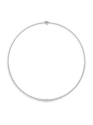 Platinum & Graduated Round Lab-Grown Diamond Tennis Necklace/5.00-20.00 TCW