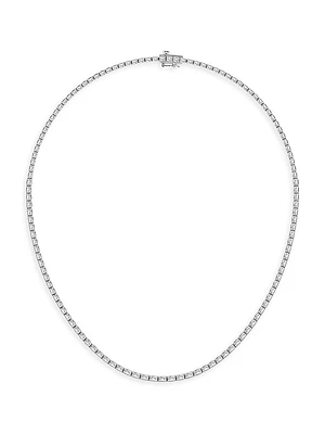 Platinum & Emerald-Cut Lab-Grown Diamond Tennis Necklace/10.00-22.00 TCW