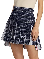 Pleated Tweed Miniskirt