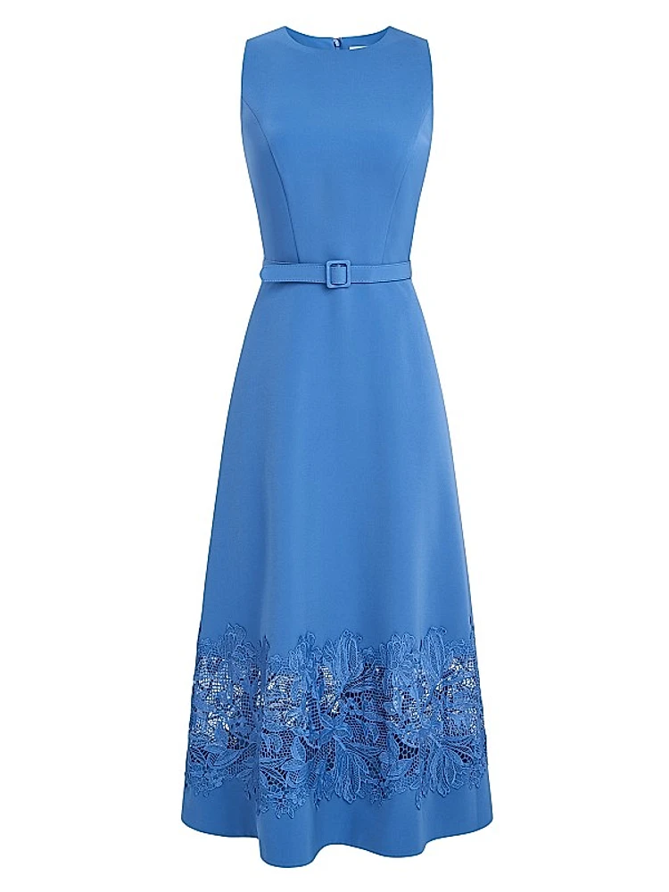 Vivianne Lace-Detailed Stretch Crepe Midi-Dress