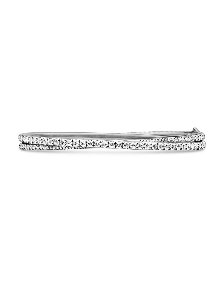 Pavé Crossover Two Row Bracelet 18K White Gold