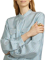 Femme Pocket Striped Silk Shirt