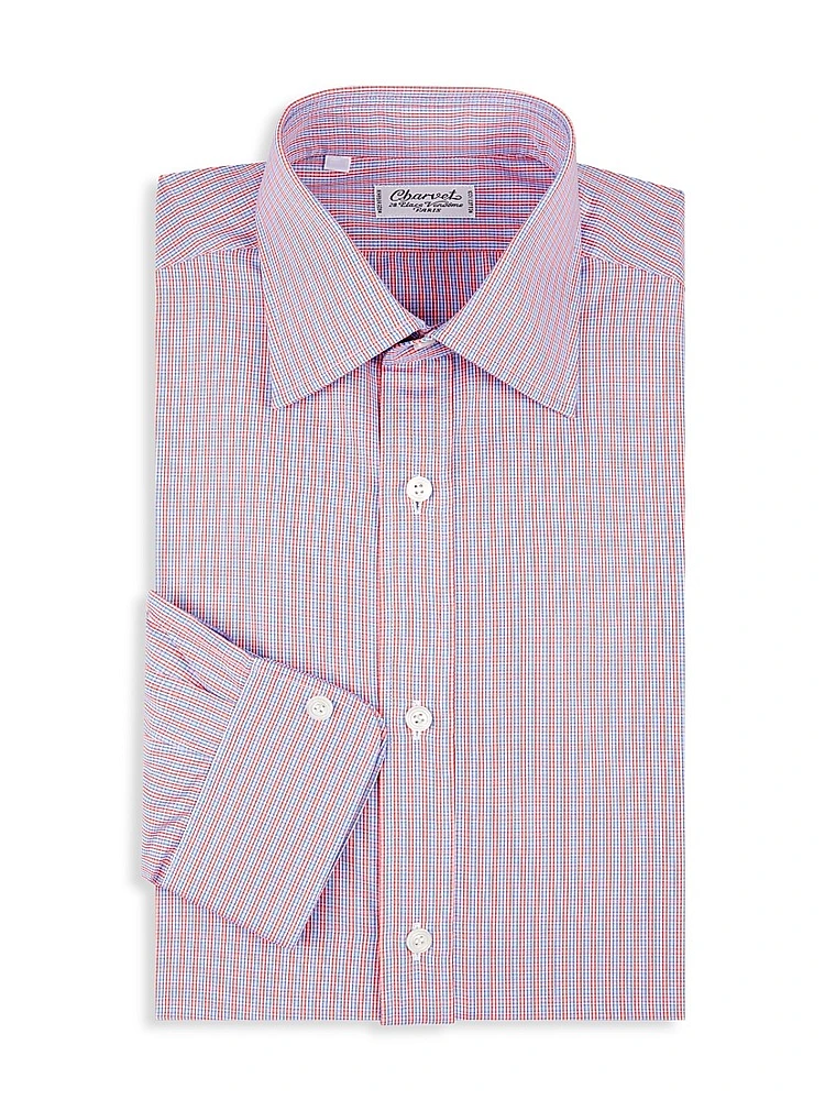 Plaid Check Cotton Dress Shirt