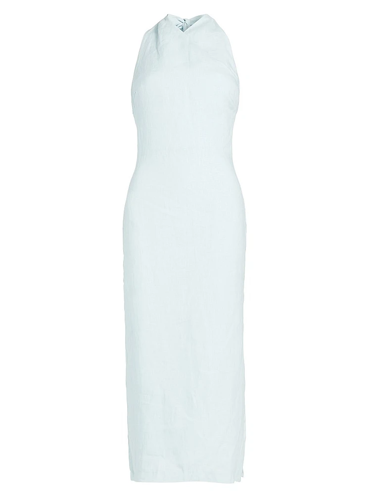 Iris Linen Halterneck Midi-Dress