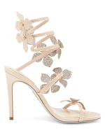100MM Satin Floral High-Heel Sandals
