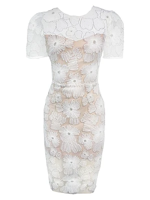Lia Floral Puff-Sleeve Midi-Dress