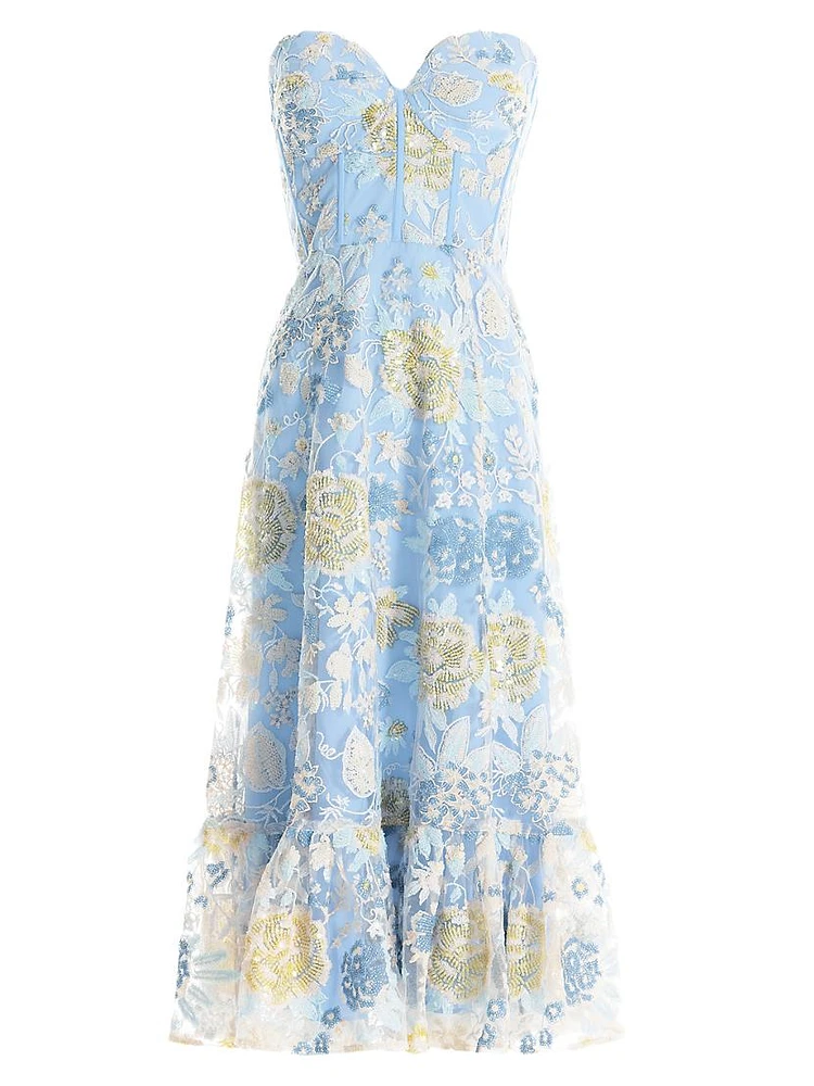 Carina Floral Bustier Midi-Dress