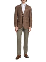Plaid Wool Two-Button Blazer