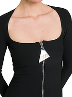 Crepe Zip-Front Minidress