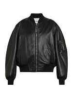 Faux Leather Oversized Bomber Jacket
