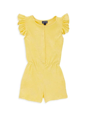 Little Girl's & Turtle Terry Cloth Jacquard Romper