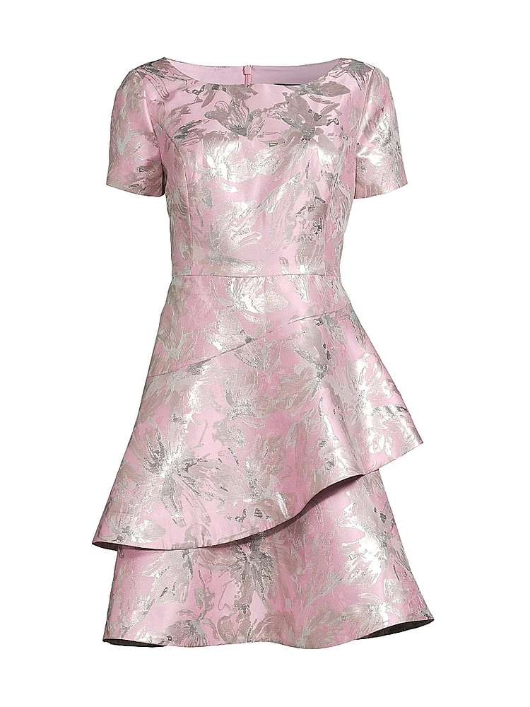 Jacquard Fit & Flare Tiered Dress