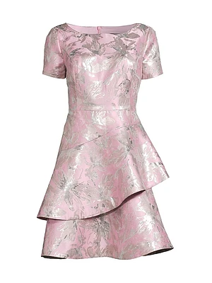 Jacquard Fit & Flare Tiered Dress